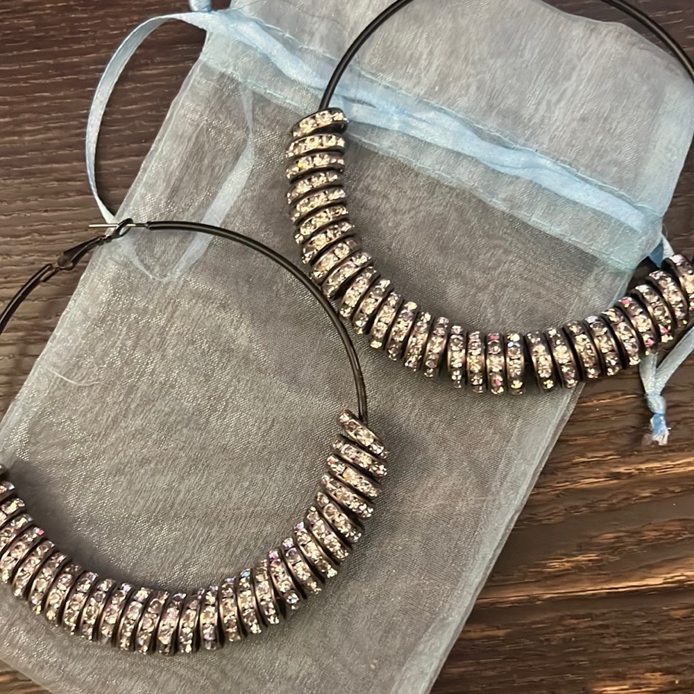 Large Bling Hoop Earrings